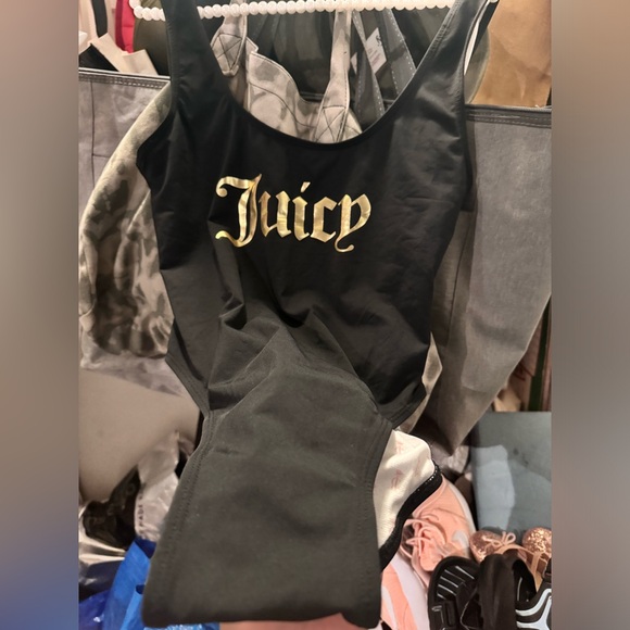 Juicy Couture Slogan Swimsuit Black and Gold - Picture 5 of 6